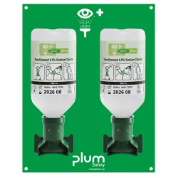 Plum Wandstation voor oogdouche met twee flessen Oogspoelwandstation met 2 x 500 ml oogspoeloplossing