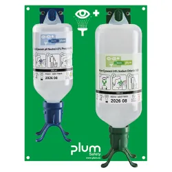 Plum DUO Oog Spoed Centrale Wandstation met 2 flessen oogspoeloplossing/pH-neutraal DUO