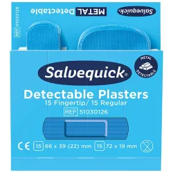 Salvequick Detectable Navulling Blue Vingertop/normaal, waterafstotend | 66 x 39 mm en 72 x 19 mm Salvequick Detectable Navulling Blue Vingertop/normaal, waterafstotend | 66 x 39 mm en 72 x 19 mm