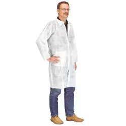Mediware Wegwerp bezoekersjas met kraag wit | 120 cm