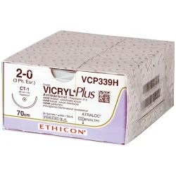 Vicryl Plus, Ethicon Plus paars gevlochten |  | 2,5 | 2/0 | 0,70 m