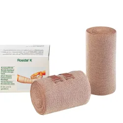 Rosidal K Korterekzwachtel sterk Lohmann & Rauscher 10 cm x 5 m | met verbandklemmen, individueel steriel verzegeld