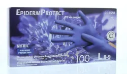 Epidermprotect Nitriel onderzoekhandschoen poedervrij L blauw