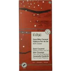 Vivani Chocolade puur 62% caramel fleur de sel bio