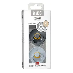 Bibs Fopspeen maat 1 iron/baby blue 2 pack