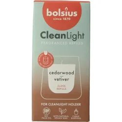 Bolsius Clean Light navulling 2 pack Cedarwood / Vertiver