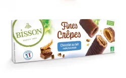 Bisson Krokante wafelrolletjes met melkchocolade bio