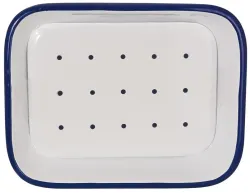 Tade Zeepbakje email met uitlekschaaltje wit/blauw