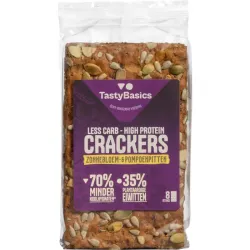 Tastybasics Less carb-high protein crackers zonnebl/pompoenpit