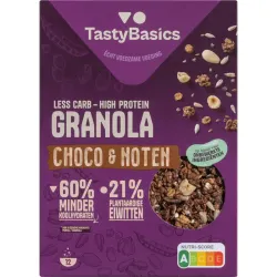 Tastybasics Less carb-high protein granola choco en noten