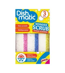 Dishmatic Wonder scrub schuursponzen krasvrij 3-pack