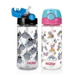 Nuby Beker met zacht rietje drukknop 540ml 4  jaar