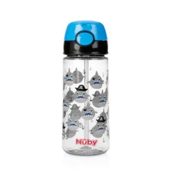 Nuby Beker zacht rietje drukknop blauw 540ml 4  jaar