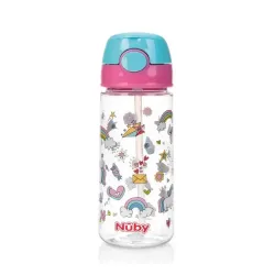 Nuby Beker zacht rietje drukknop roze 540ml 4  jaar