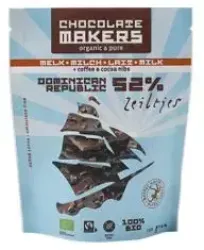 Chocolatemakers Zeiltjes melk 52% met cacaonibs & koffie bio