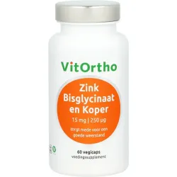 Vitortho Zink bisglycinaat 15mg en koper 250mcg