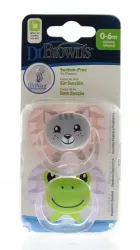 Dr Brown's Fopspeen prevent animal faces F1 roze