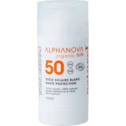 Alphanova Sun Sun stick SPF50  blanc bio
