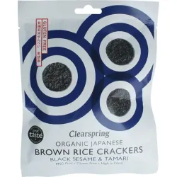 Clearspring Bruine rijst crackers zwarte sesam & tamari bio