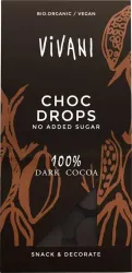 Vivani Choc drops 100% dark cocoa bio