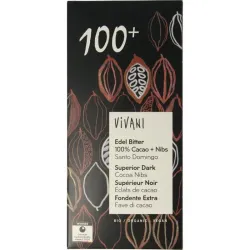 Vivani Chocolade puur superieur 100%   cacao nibs bio