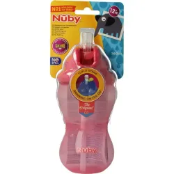 Nuby Flip it 360ml 12  maanden roze