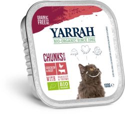 Yarrah Kattenvoer chunks met kip en rund bio