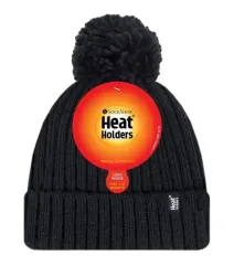 Heat Holders Ladies pom pom hat arden black one size