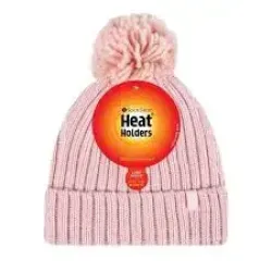 Heat Holders Ladies pom pom hat arden coral one size