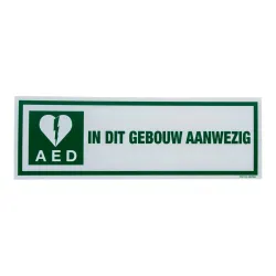 Bordje "AED in dit gebouw aanwezig" - 30x10cm - Polyprop