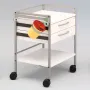 Accessoires voor dispensers en afvalbakken Afvalbak met zak op wielen, frame met poedercoating in grijs-wit